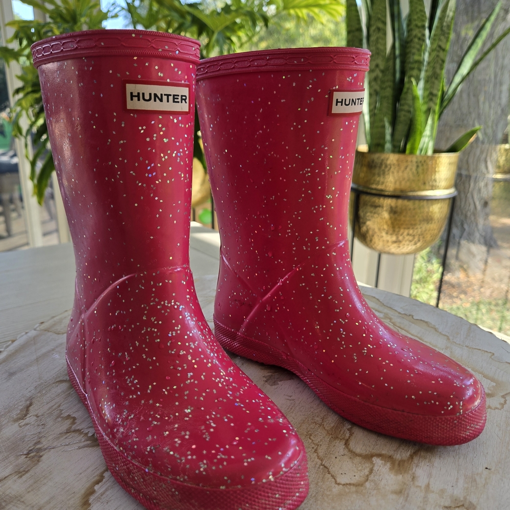 Hunter Kids Sparkly Pink Rain Boots